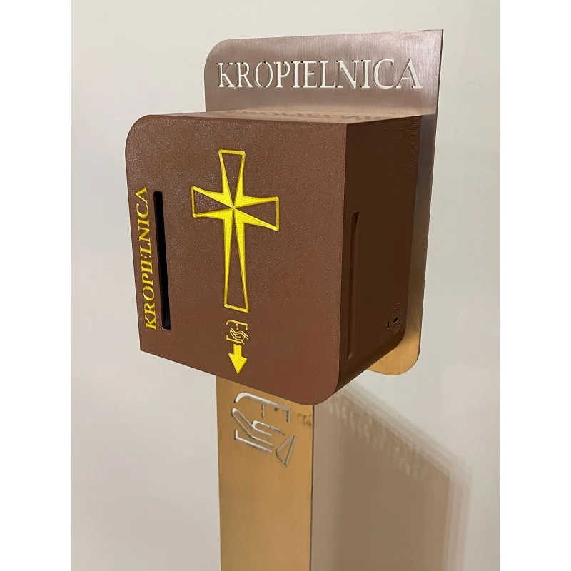 Sterimedic touchless holy water dispenser with cross — Brown